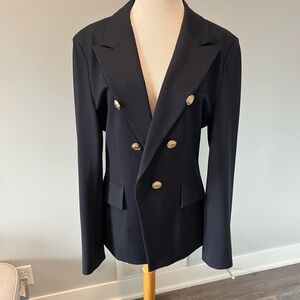 Attitude Unknown Navy Blue Double Breasted Blazer Gold Button Women’s Large L
